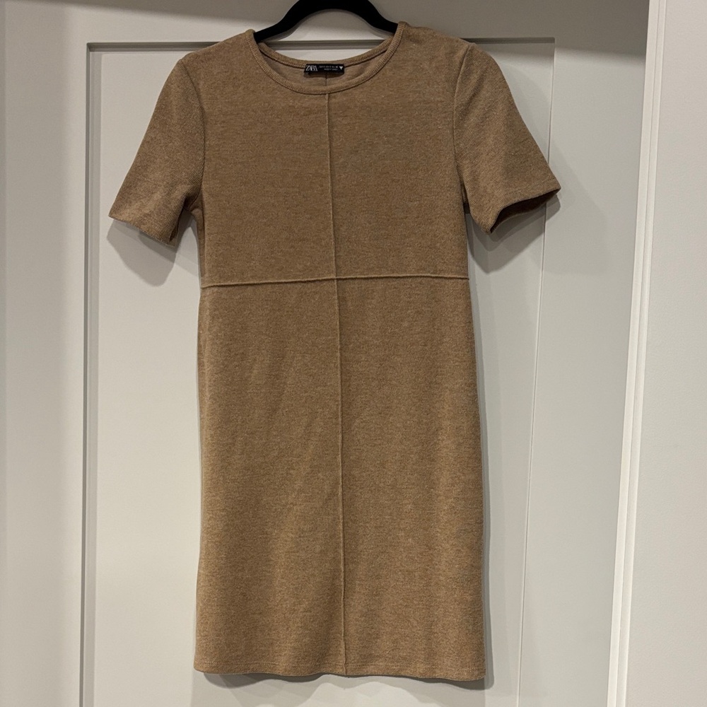 Zara Brown Mini Dress with Short Sleeves